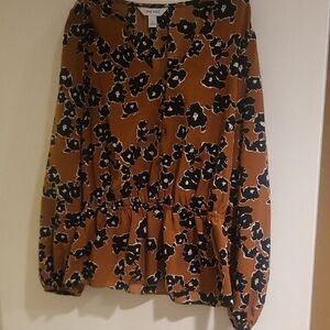 Nine West Black and Brown Floral Skirt